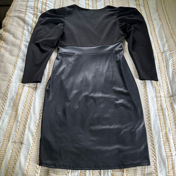 Find Me Plus Women’s Black Long-Sleeve Faux Leather Bodycon Style Dress Size XL - Picture 4 of 9